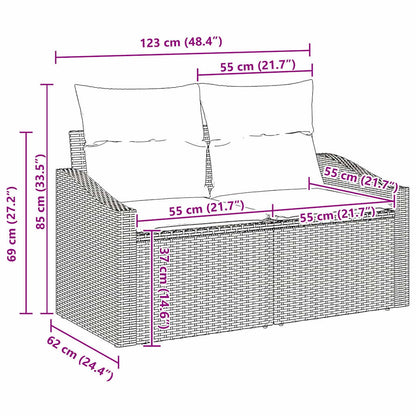 3-Teiliges Garten-Esszimmer-Set Mit Kissen In Aus Poly-Rattan