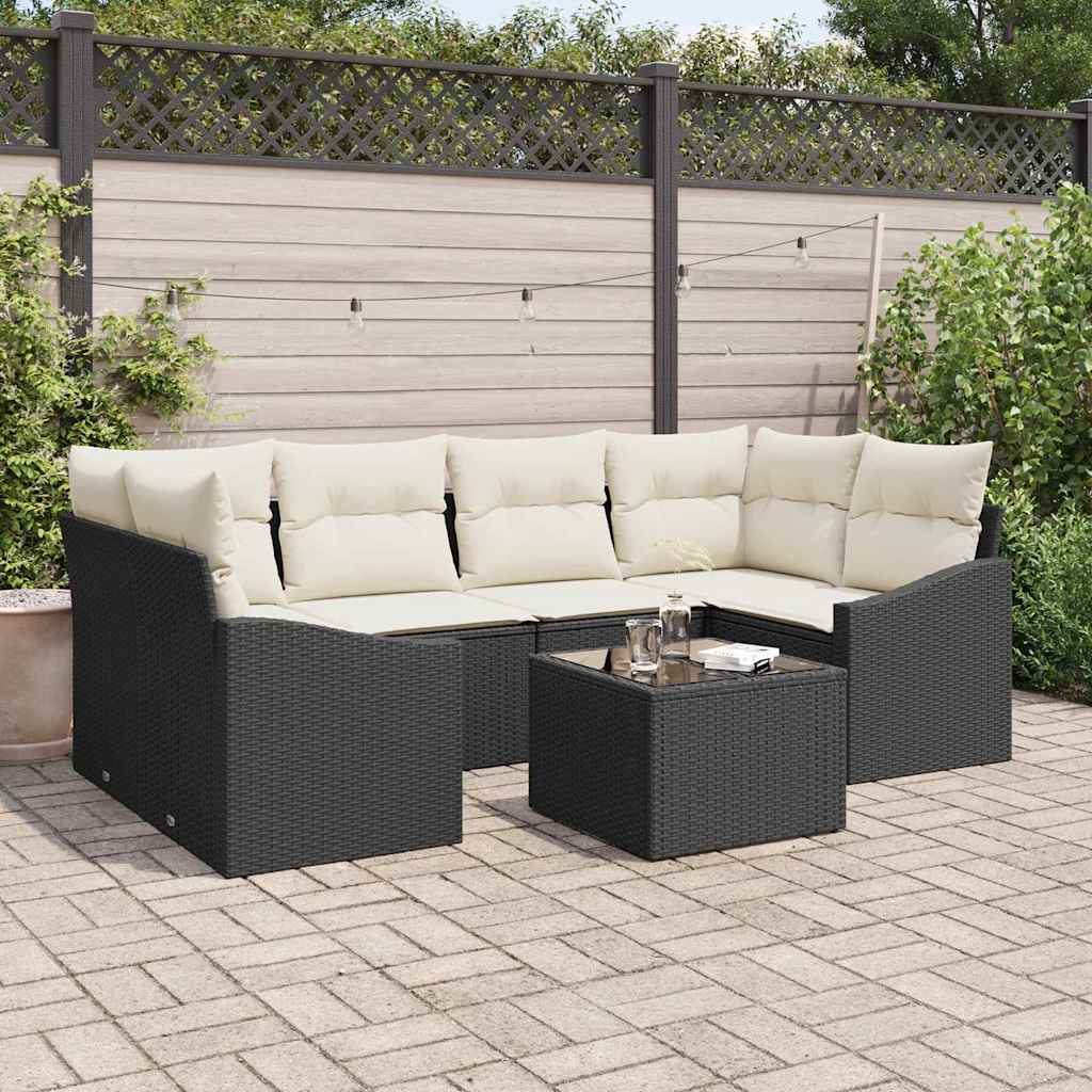 7-Teiliges Garten-Esszimmer-Set Mit Kissen In Aus Poly-Rattan