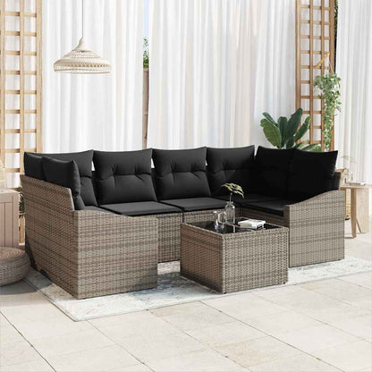 7-Teiliges Garten-Esszimmer-Set Mit Kissen In Aus Poly-Rattan