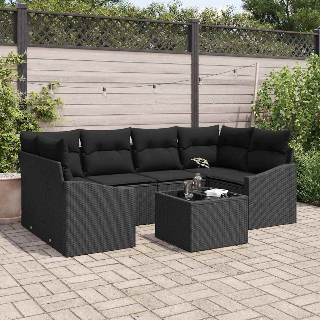 7-Teiliges Garten-Esszimmer-Set Mit Kissen In Aus Poly-Rattan