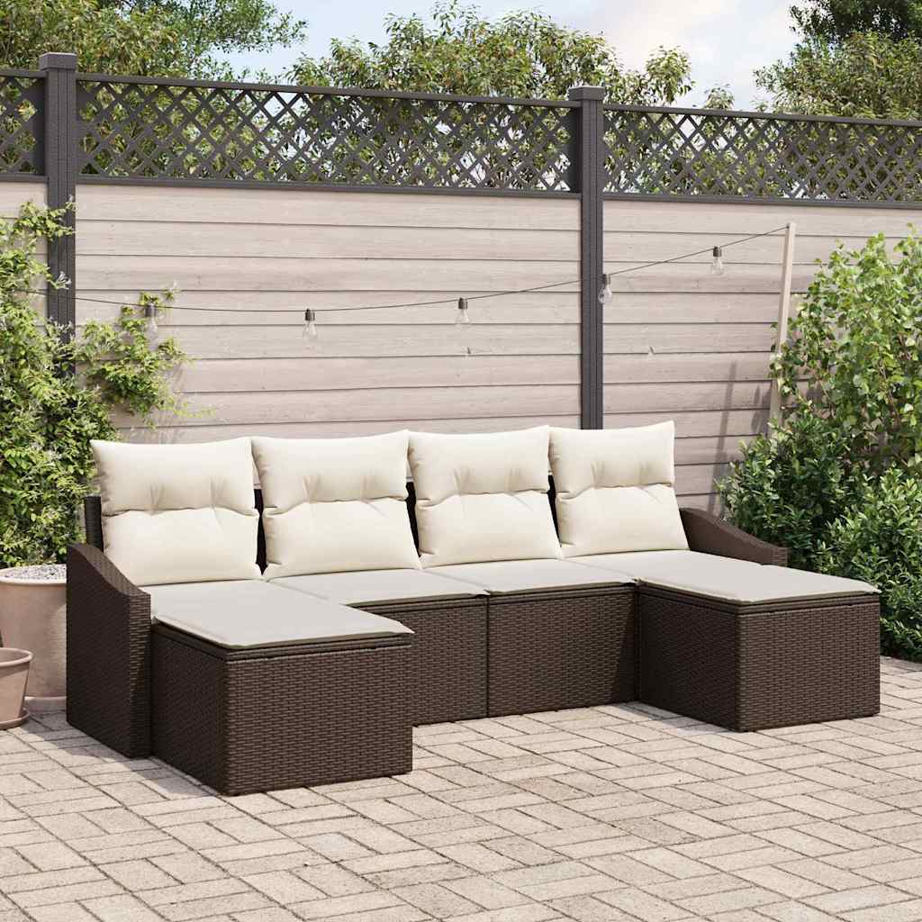 6-Teiliges Garten-Esszimmer-Set Mit Kissen In Aus Poly Rattan