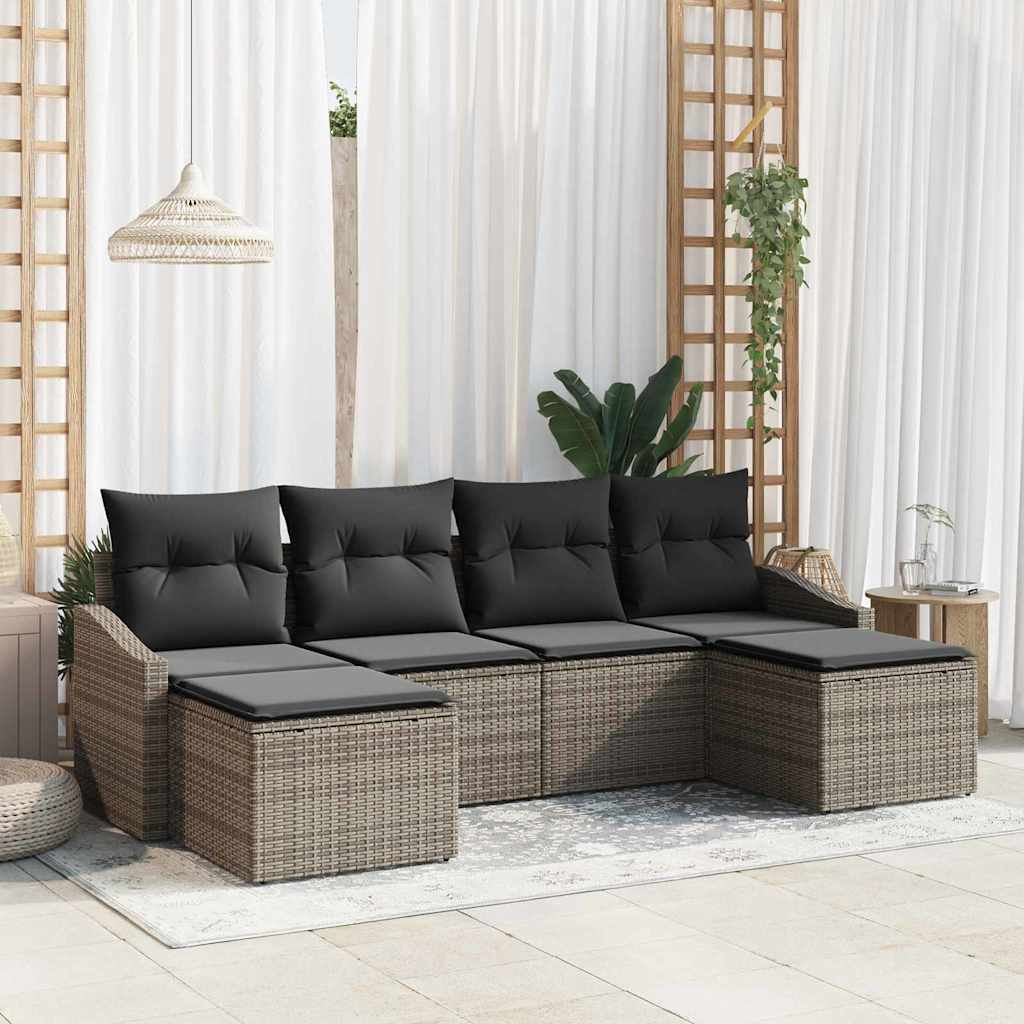 6-Teiliges Garten-Esszimmer-Set Mit Kissen In Aus Poly Rattan