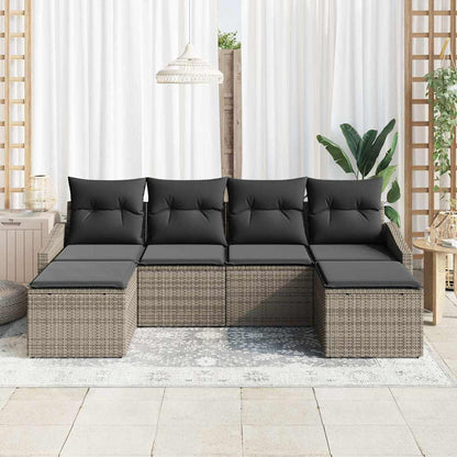 6-Teiliges Garten-Esszimmer-Set Mit Kissen In Aus Poly Rattan