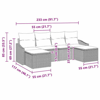 6-Teiliges Garten-Esszimmer-Set Mit Kissen In Aus Poly Rattan