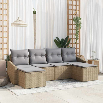 6-Teiliges Garten-Esszimmer-Set Mit Kissen In Aus Poly Rattan