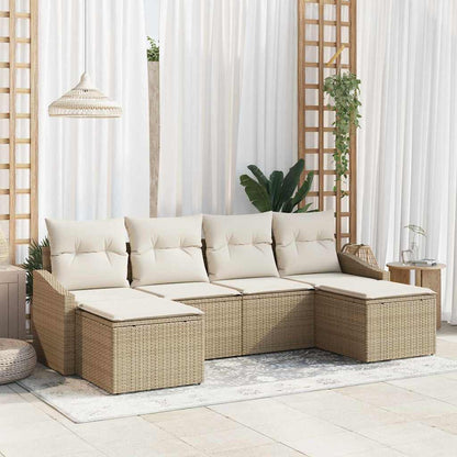 6-Teiliges Garten-Esszimmer-Set Mit Kissen In Aus Poly Rattan