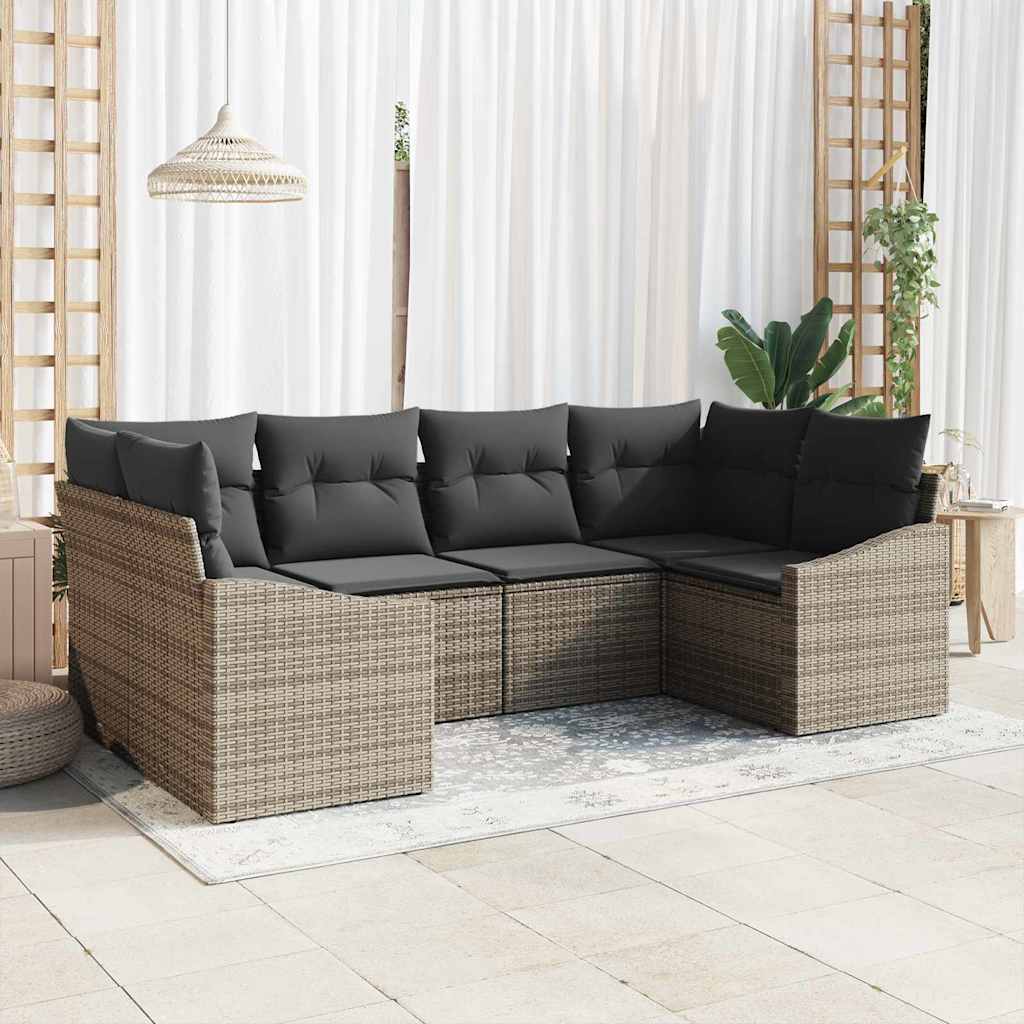 6-Teiliges Garten-Sofa-Set Mit Kissen In Aus Poly Rattan