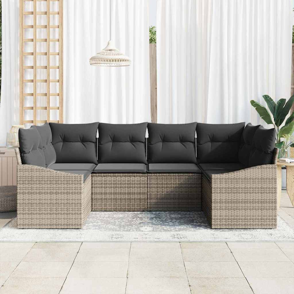 6-Teiliges Garten-Sofa-Set Mit Kissen In Aus Poly Rattan