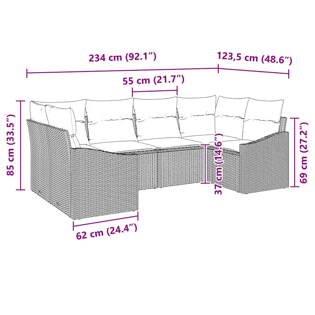 6-Teiliges Garten-Sofa-Set Mit Kissen In Aus Poly Rattan