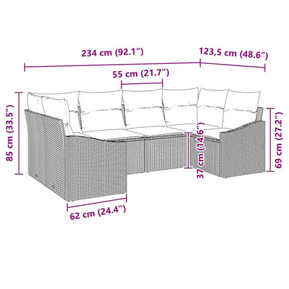 6-Teiliges Garten-Sofa-Set Mit Kissen In Aus Poly Rattan