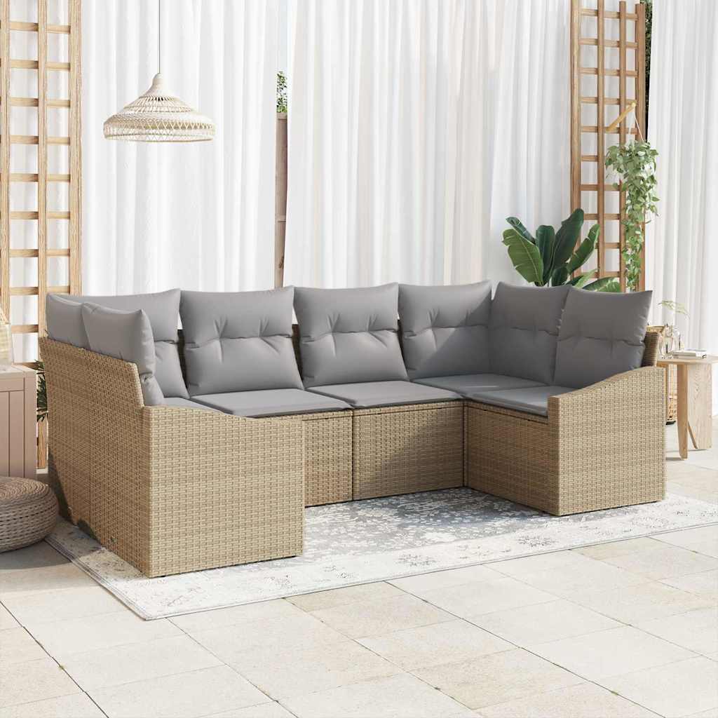 6-Teiliges Garten-Sofa-Set Mit Kissen In Aus Poly Rattan