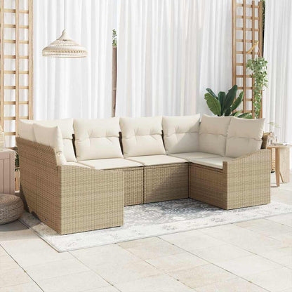 6-Teiliges Garten-Sofa-Set Mit Kissen In Aus Poly Rattan