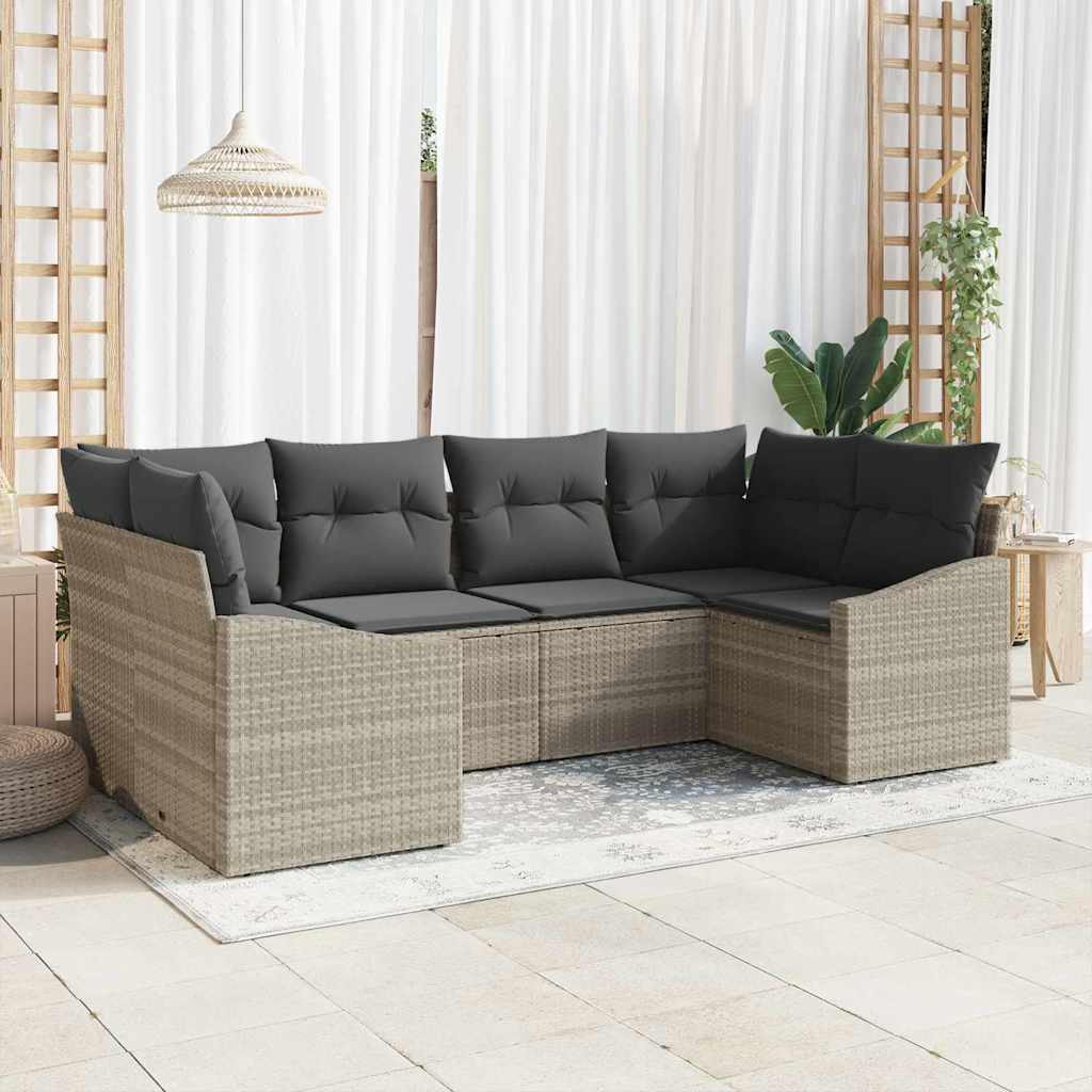 6-Teiliges Garten-Sofa-Set Mit Kissen In Aus Poly Rattan