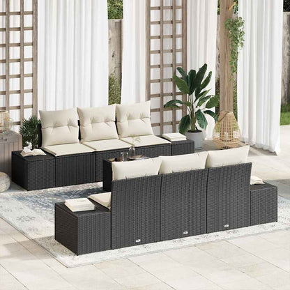 7-Teiliges Garten-Sofa-Set Mit Kissen Poly Rattan