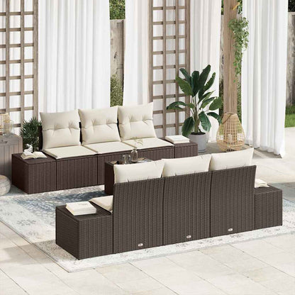 7-Teiliges Garten-Sofa-Set Mit Kissen Poly Rattan