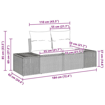 7-Teiliges Garten-Sofa-Set Mit Kissen Poly Rattan