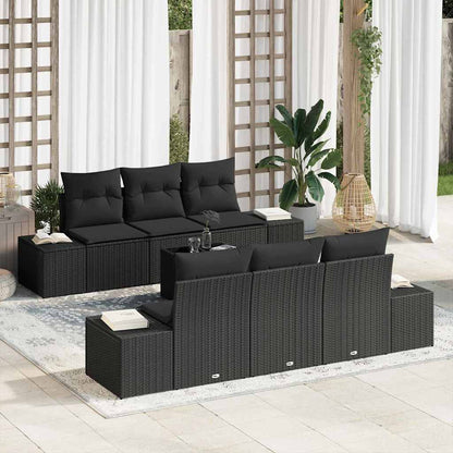7-Teiliges Garten-Sofa-Set Mit Kissen Poly Rattan