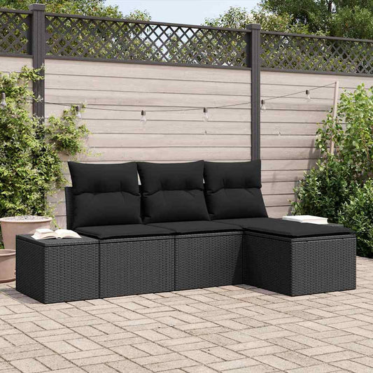 4-Teiliges Garten-Sofa-Set Mit Kissen In Aus Poly-Rattan