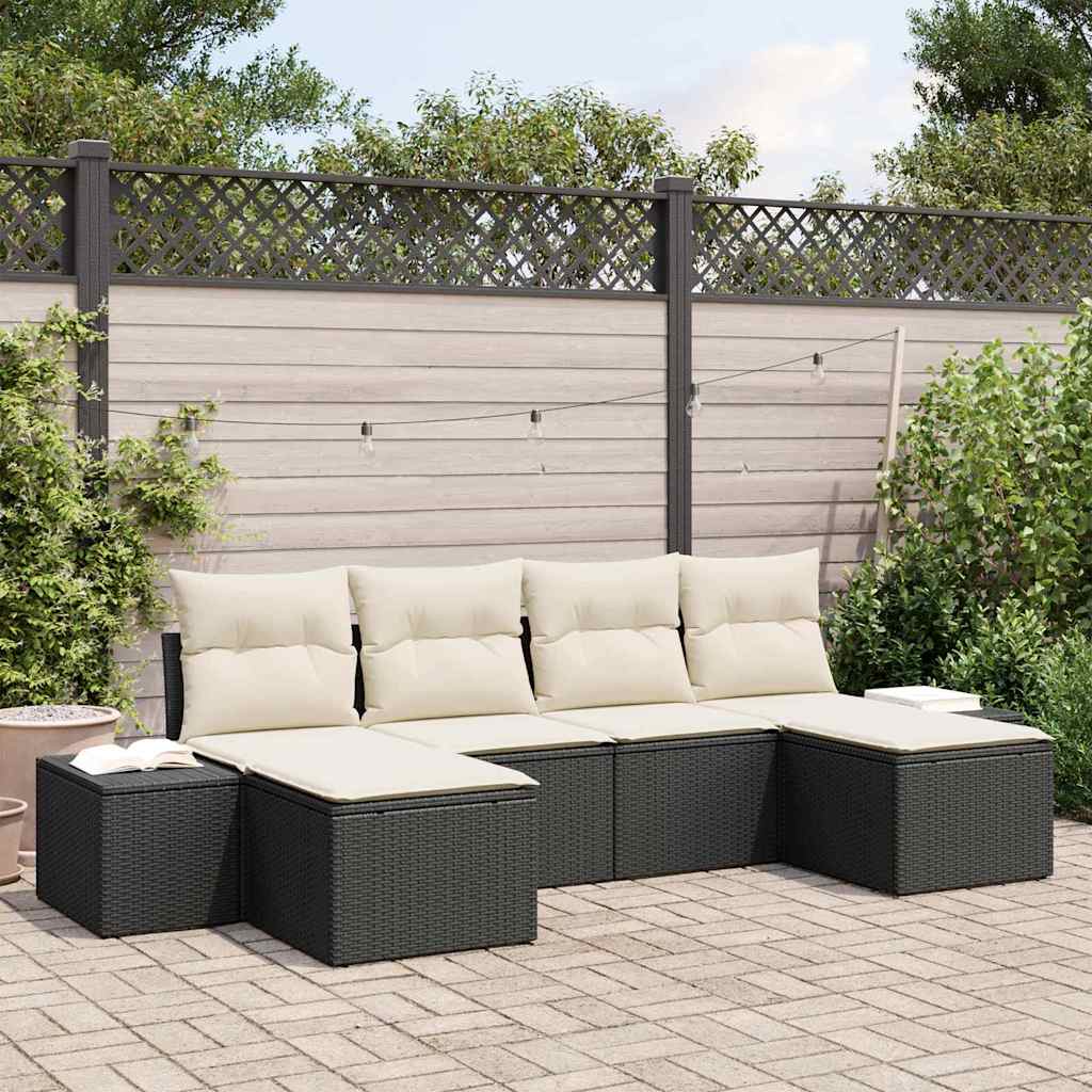 6-Teiliges Garten-Sofa-Set Mit Kissen Poly-Rattan