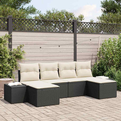 6-Teiliges Garten-Sofa-Set Mit Kissen Poly-Rattan