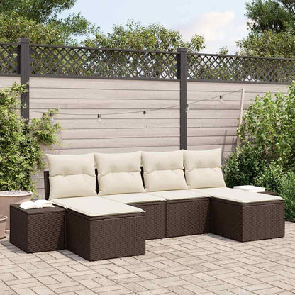 6-Teiliges Garten-Sofa-Set Mit Kissen Poly-Rattan