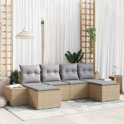 6-Teiliges Garten-Sofa-Set Mit Kissen Poly-Rattan