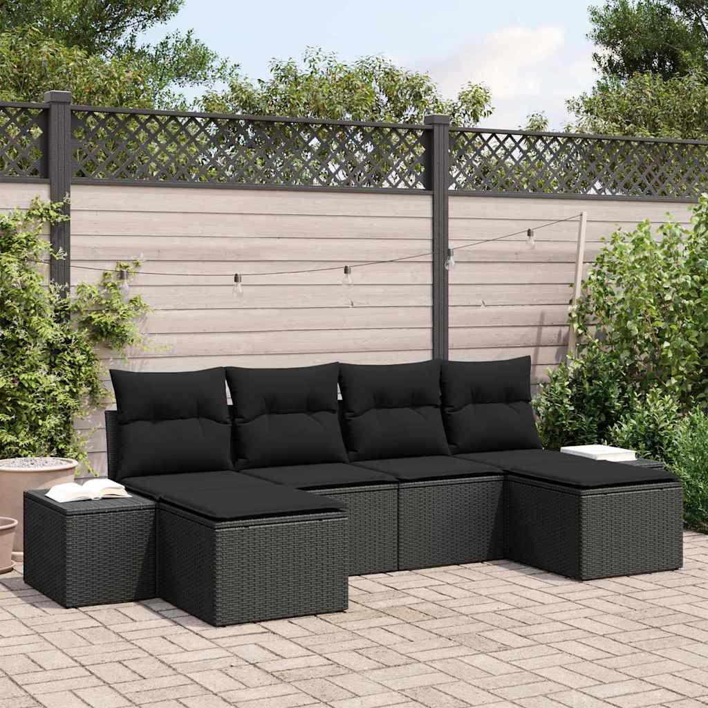 6-Teiliges Garten-Sofa-Set Mit Kissen Poly-Rattan