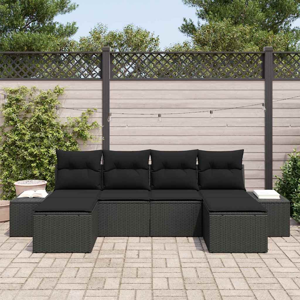 6-Teiliges Garten-Sofa-Set Mit Kissen Poly-Rattan