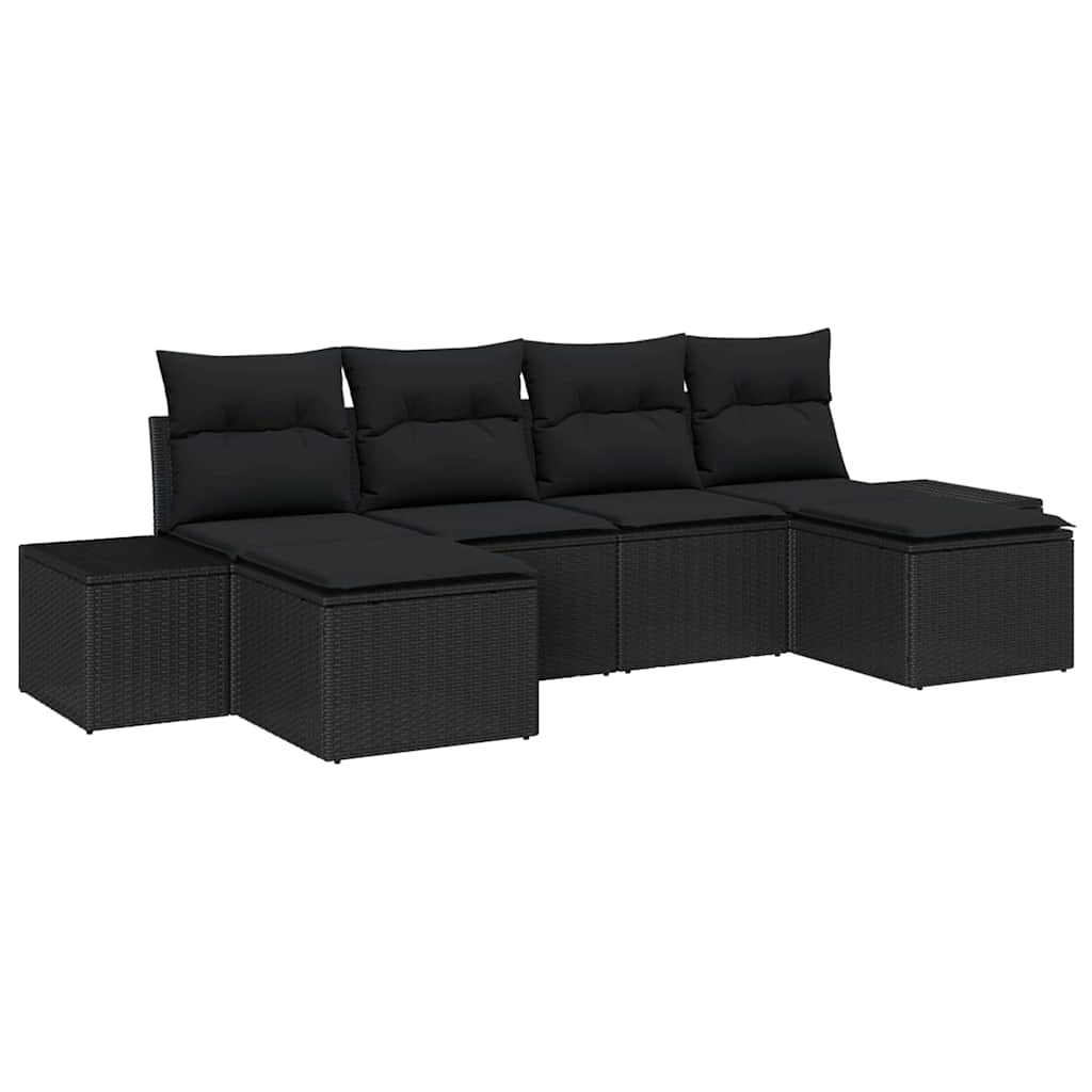 6-Teiliges Garten-Sofa-Set Mit Kissen Poly-Rattan