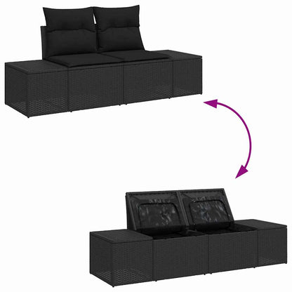 6-Teiliges Garten-Sofa-Set Mit Kissen Poly-Rattan