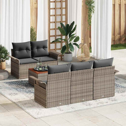6-Teiliges Garten Sofa Set Mit Kissen Poly Rattan Akazie