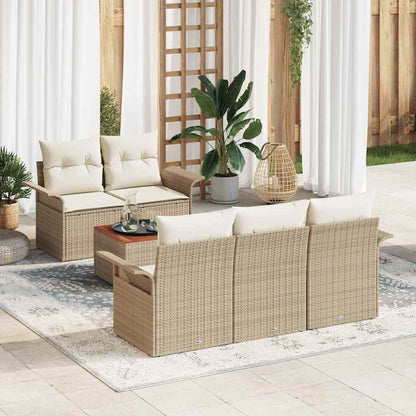 6-Teiliges Garten Sofa Set Mit Kissen Poly Rattan Akazie