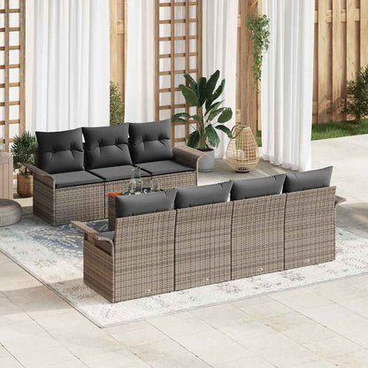 8-Teiliges Garten Sofa Set Mit Kissen Poly Rattan Akazie