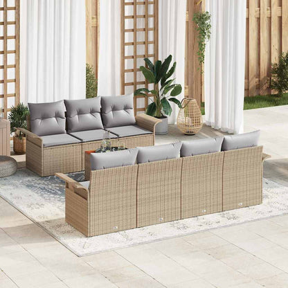 8-Teiliges Garten Sofa Set Mit Kissen Poly Rattan Akazie
