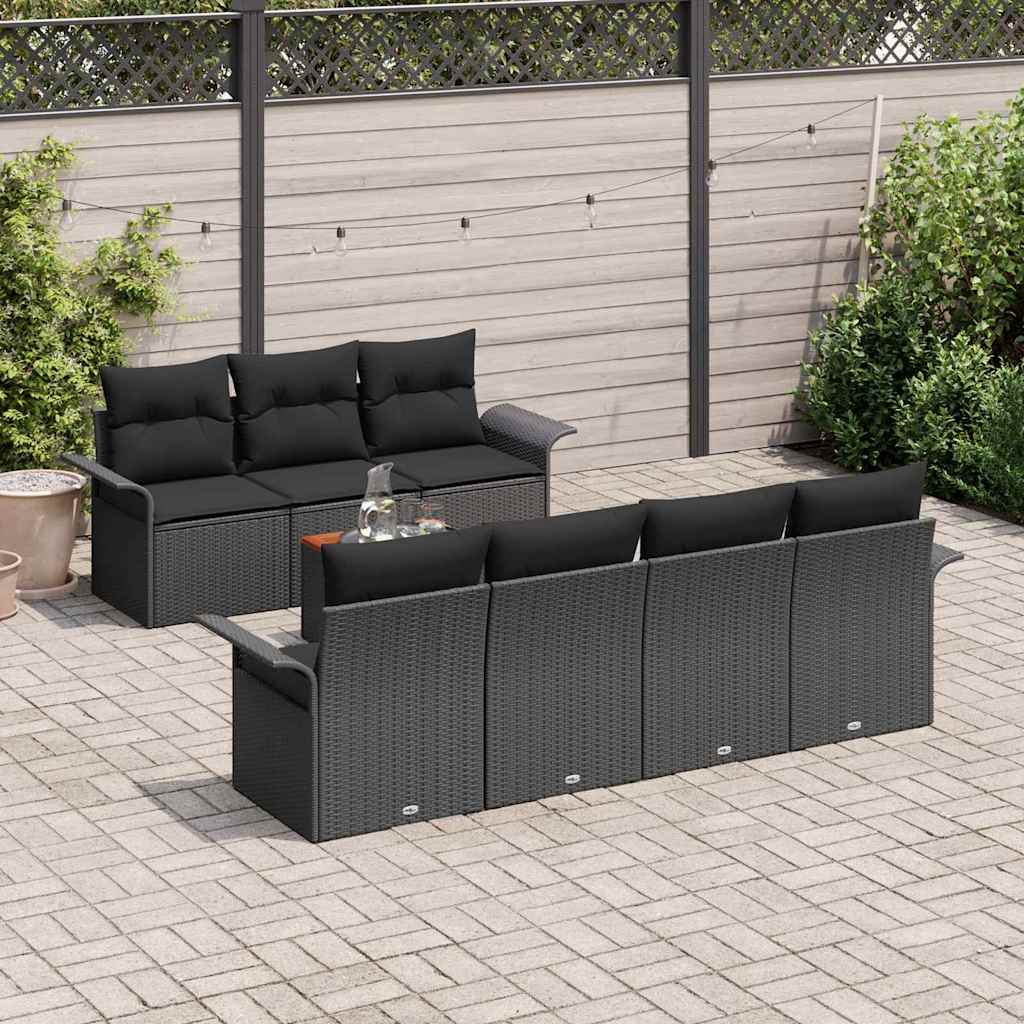 8-Teiliges Garten Sofa Set Mit Kissen Poly Rattan Akazie