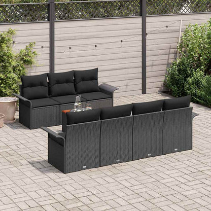 8-Teiliges Garten Sofa Set Mit Kissen Poly Rattan Akazie