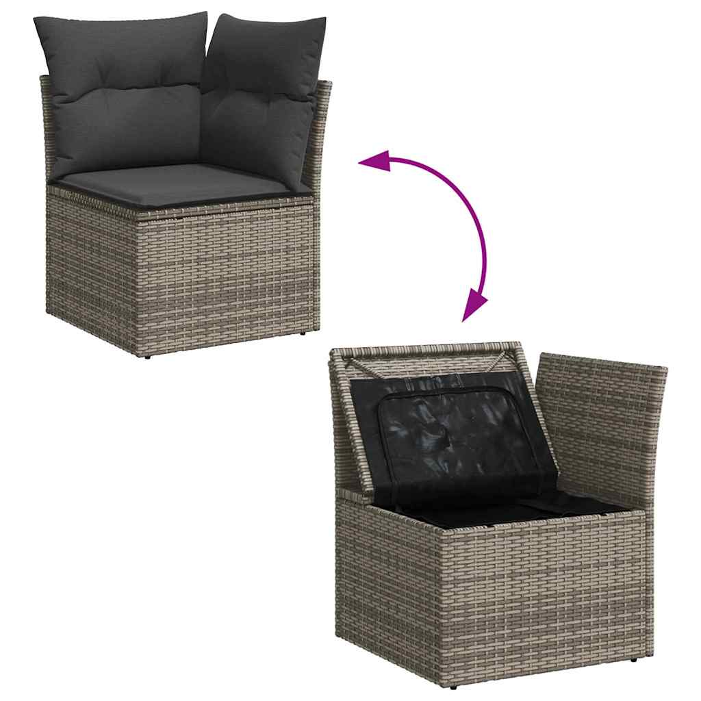 5-Teiliges Garten Sofa Set Mit Kissen Poly Rattan Akazie