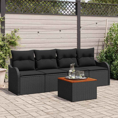 5-Teiliges Garten-Sofa-Set Mit Kissen Poly-Rattan Akazie