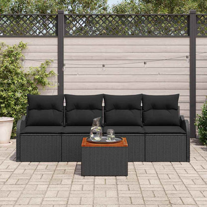5-Teiliges Garten-Sofa-Set Mit Kissen Poly-Rattan Akazie