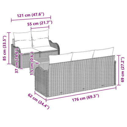 6-Teiliges Garten Sofa Set Mit Kissen Poly Rattan Akazie