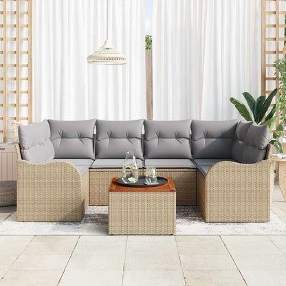 Garten-Sofa-Set 7 Pcs Standard Rattan Und Holz