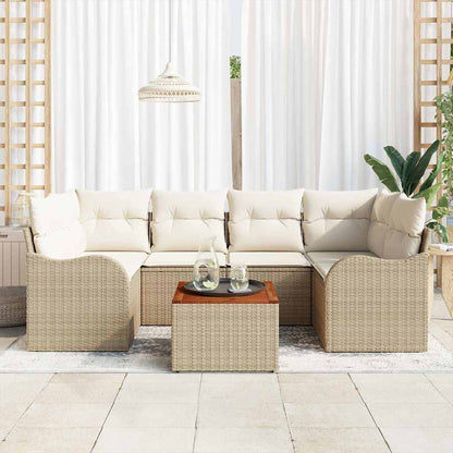 Garten-Sofa-Set 7 Pcs Standard Rattan Und Holz