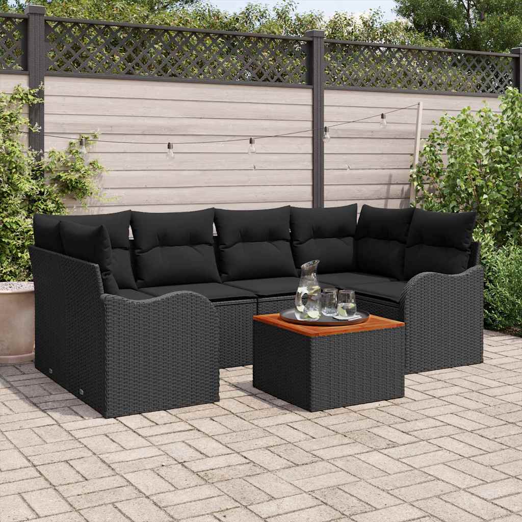 Garten-Sofa-Set 7 Pcs Standard Rattan Und Holz