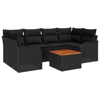 Garten-Sofa-Set 7 Pcs Standard Rattan Und Holz