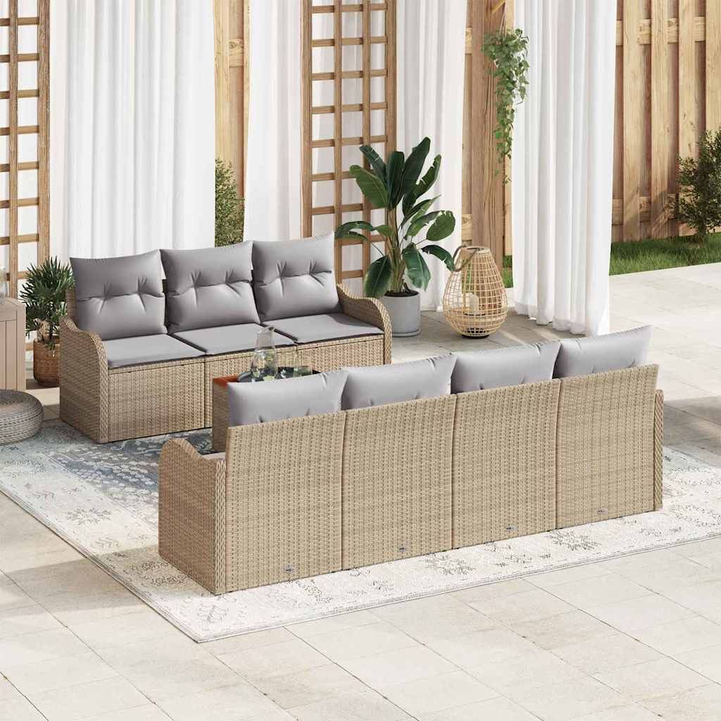 Garten Sofa Set 8 Pcs 4-Sitzer Rattan, Polyester