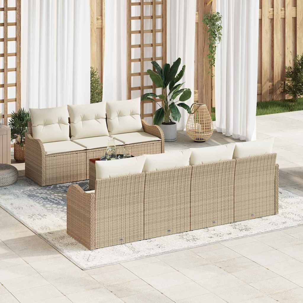 Garten Sofa Set 8 Pcs 4-Sitzer Rattan, Polyester