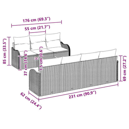 Garten Sofa Set 8 Pcs 4-Sitzer Rattan, Polyester