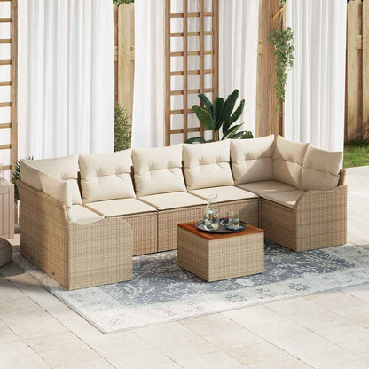Garten Sofaset 8 Pcs Groß Poly-Rattan, Korb, Holz