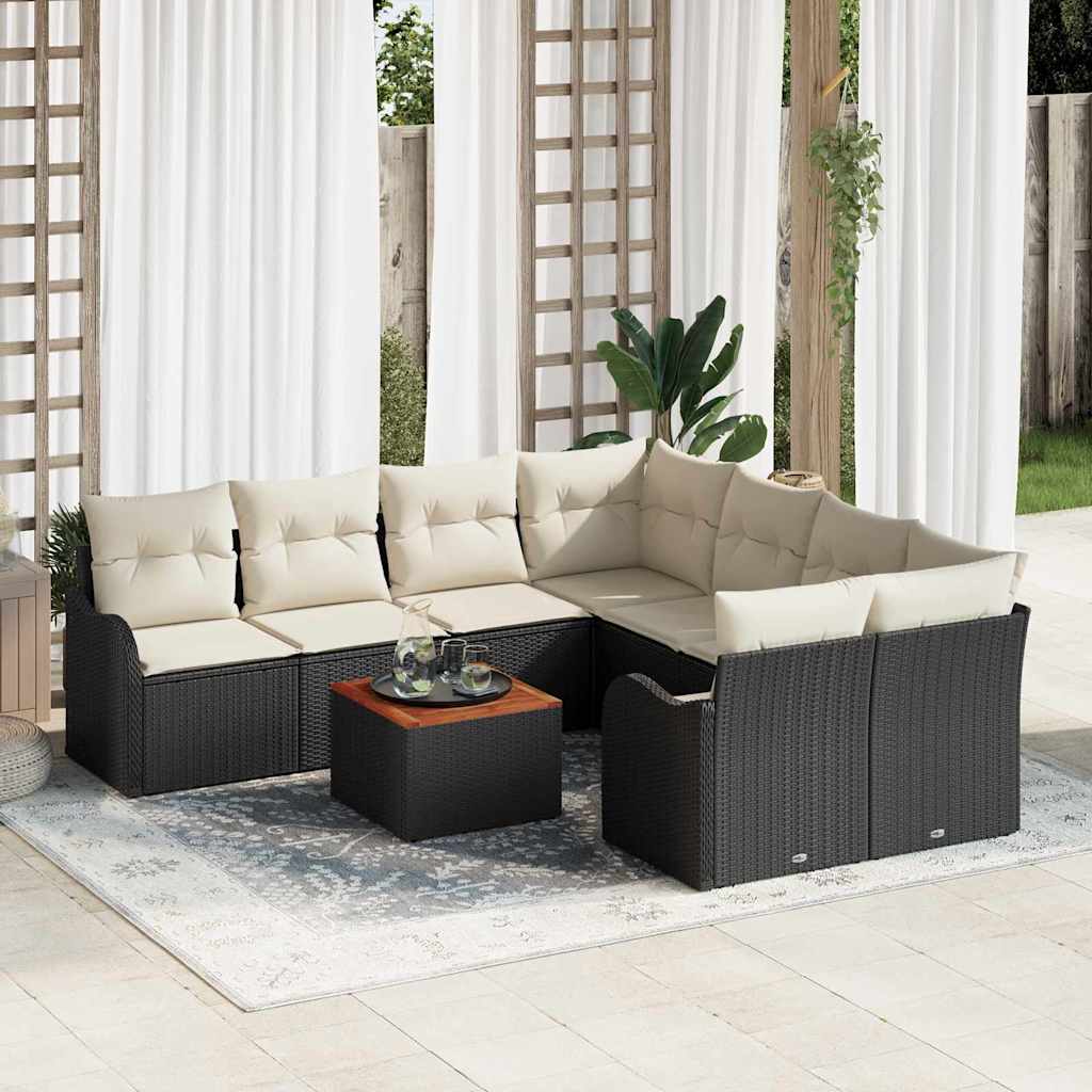 Garten Sofa Set 9 Pcs Groß Rattan, Holz
