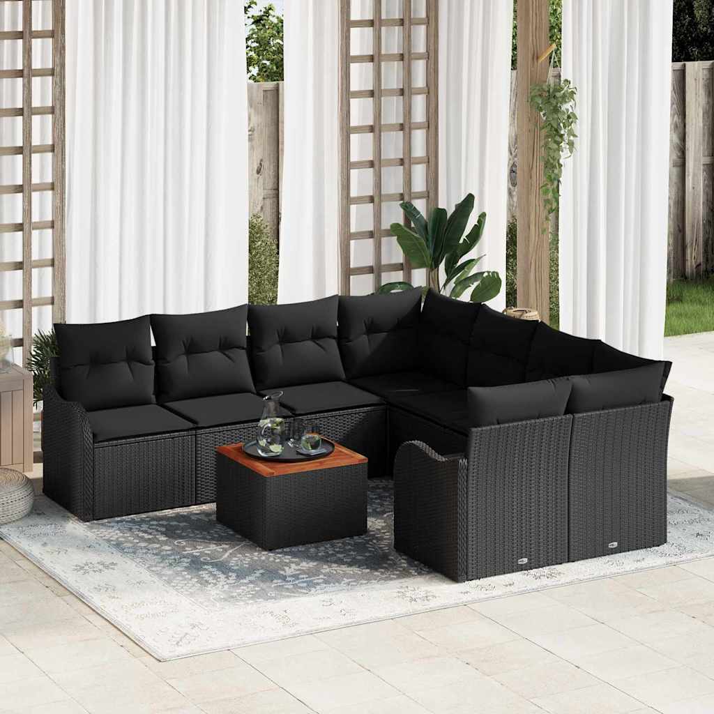Garten Sofa Set 9 Pcs Groß Rattan, Holz